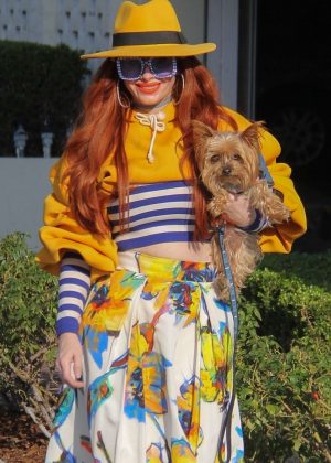 Phoebe Price with her dog in Beverly Hills