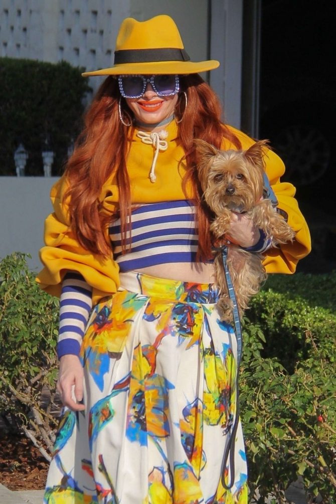 Phoebe Price with her dog in Beverly Hills