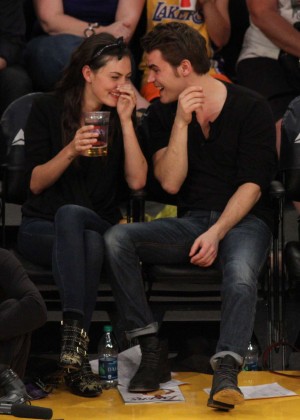 Phoebe Tonkin and Paul Wesley at La Lakers Game in LA