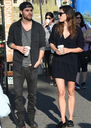 Phoebe Tonkin and Paul Wesley at the Farmers Market in Los Angeles
