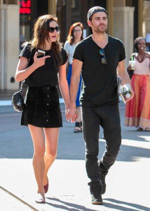 Phoebe Tonkin and Paul Wesley at The Grove in West Hollywood