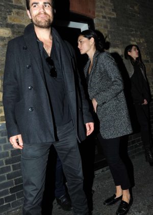 Phoebe Tonkin and Paul Wesley Leaving a Restaurant in London