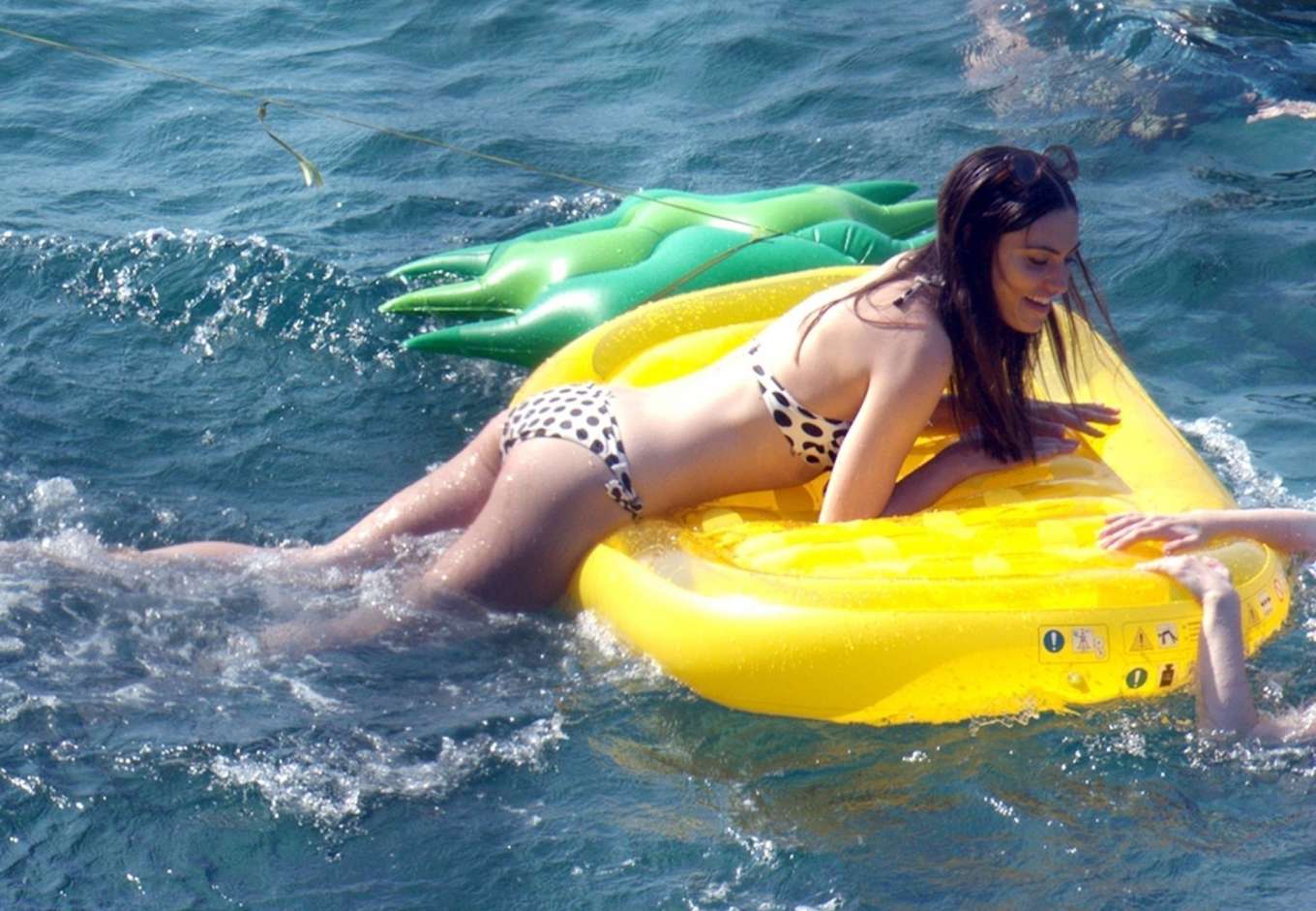 Phoebe Tonkin in White and Black Bikini in Capri. 