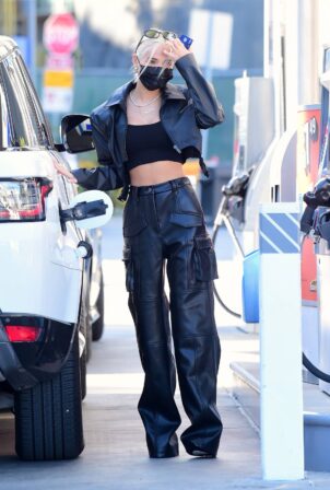 Pia Mia - Seen in black leather jumpsuit in Brentwood