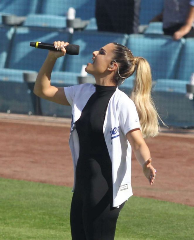 Pia Toscano - Sings National Anthem at Dodgers Game in LA