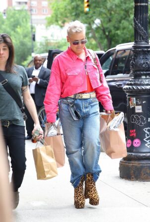 Pink - In pink arrives at the Greenwich hotel in New York