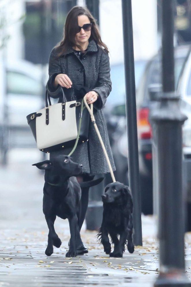 Pippa Middleton with her dogs out in London