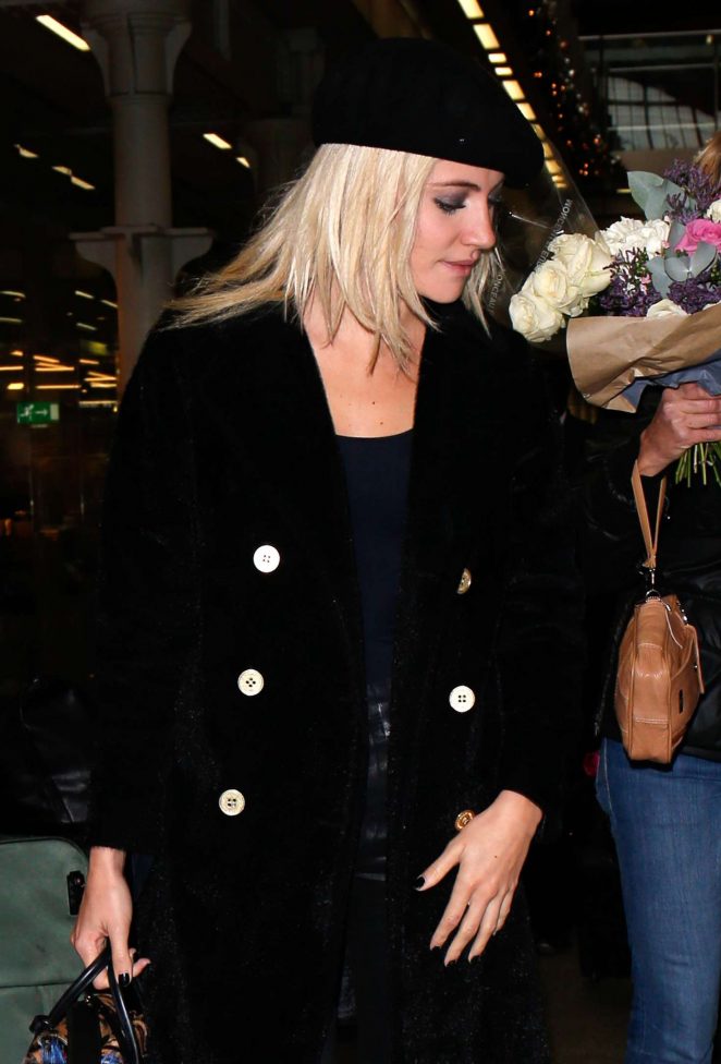 Pixie Lott at St Pancras Station in London