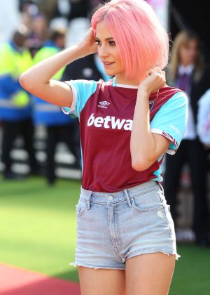 Pixie Lott Performs at West Ham United v Everton in London adds