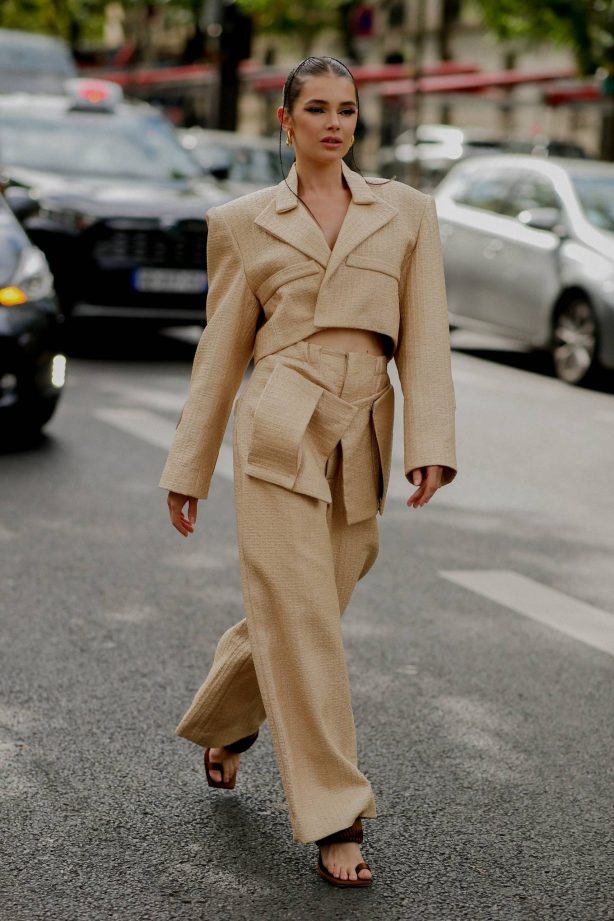 Polina Erofeeva - Seen arriving at Alexandre Vauthier Haute Couture Show in Paris