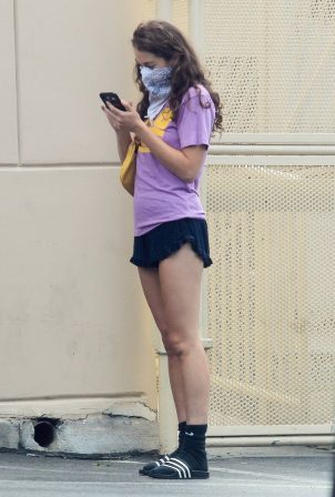 Poppy Drayton in Shorts - Waiting in line at Ralphs in London