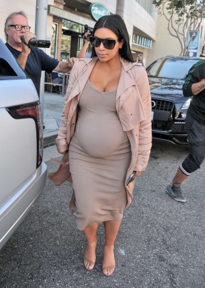 Pregnant Kim Kardashian in Tight Dress Out in LA