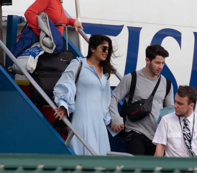 Priyanka Chopra and Nick Jonas - Arriving in the Caribbean
