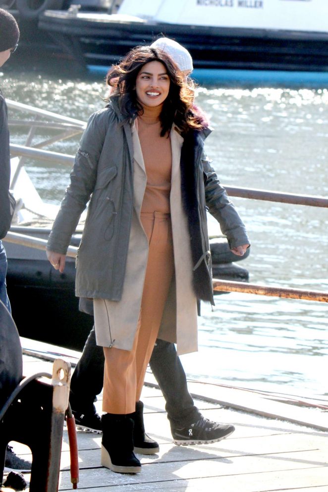 Priyanka Chopra - On location with the cast of Quantico in New York City
