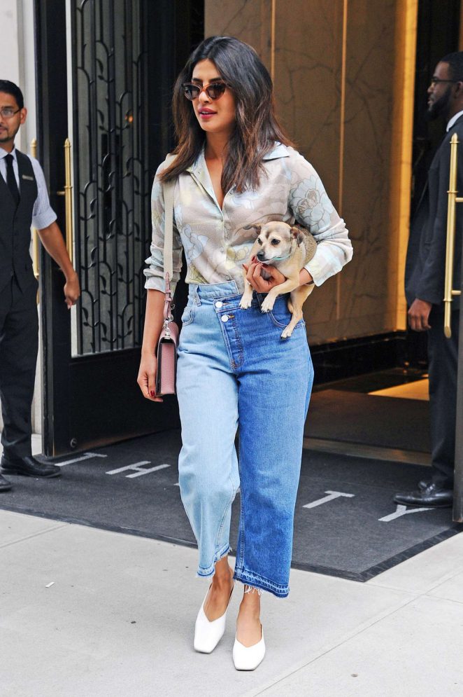 Priyanka Chopra - Out with her dog in New York