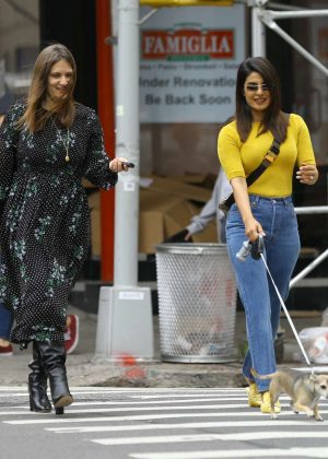 Priyanka Chopra with her dog out in New York City