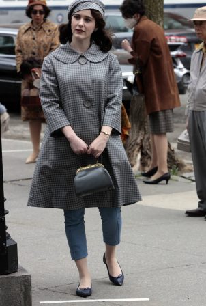 Rachel Brosnahan - 'The Marvelous Mrs. Maisel' set filming in New York