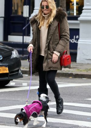Rachel Hilbert with her dog out in New York City