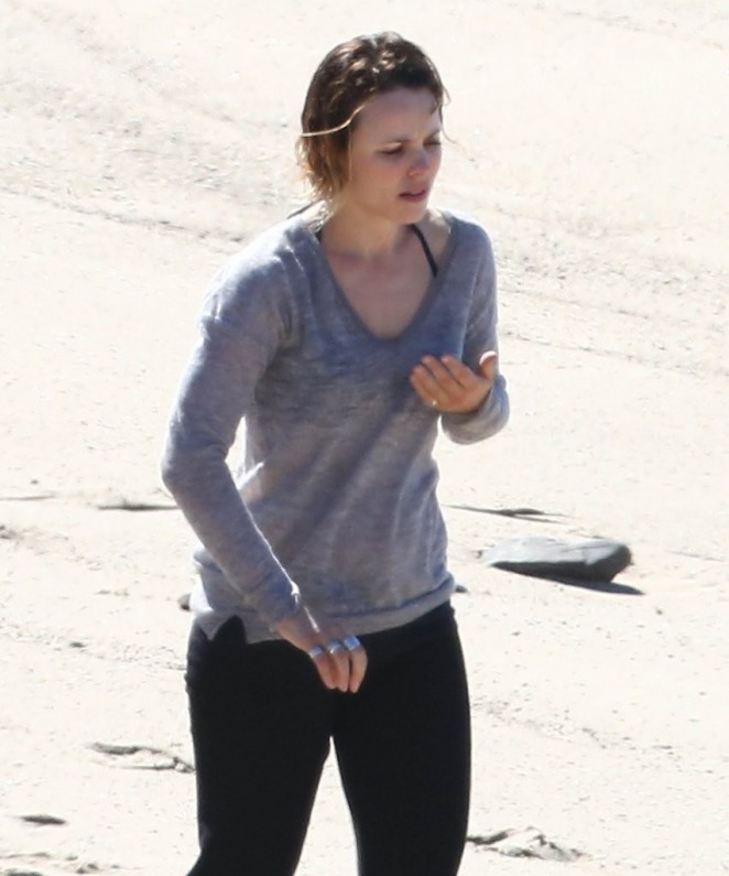 Rachel McAdams on the set of "True Detective" in Malibu