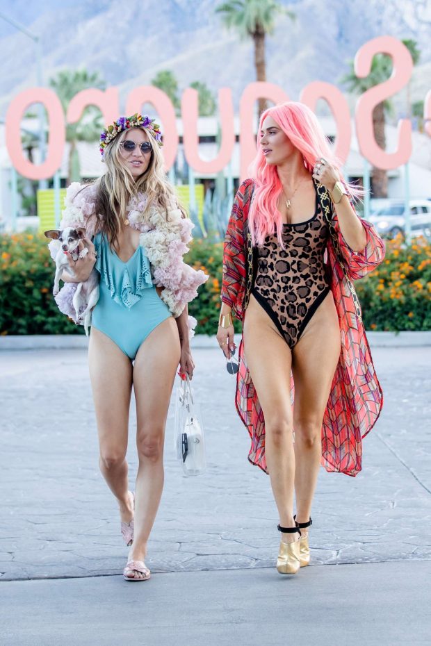 Rachel McCord and CJ Lana Perry in Swimsuit - Arriving at Coachella in Indio