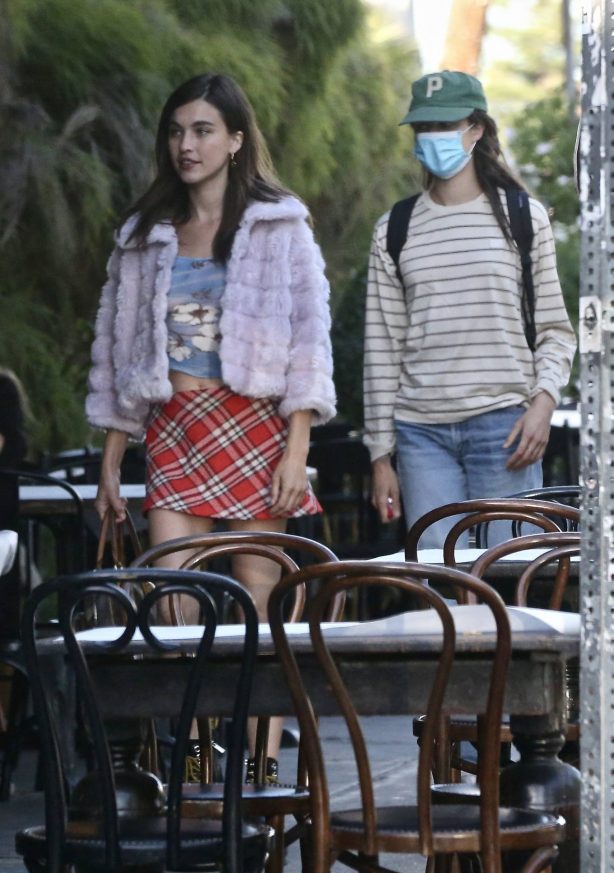 Rainey and Margaret Qualley at dinner in West Hollywood