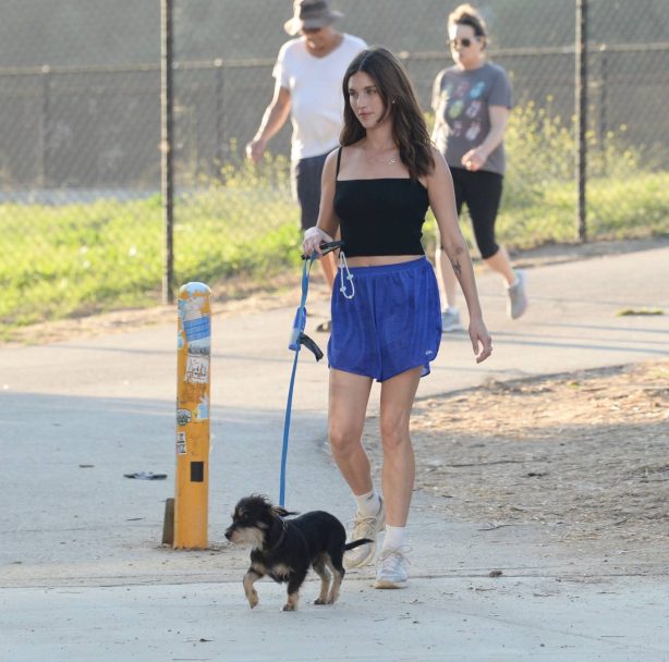 Rainey Qualley - Seen with her dog in Los Angeles