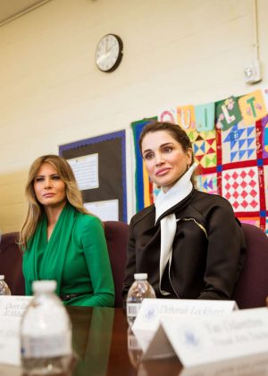 Rania Al Abdullah and Melania Trump visited the Excel Academy Public Charter School in Washington
