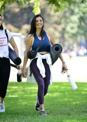 Rebecca Black - Doing yoga at the park in Beverly Hills