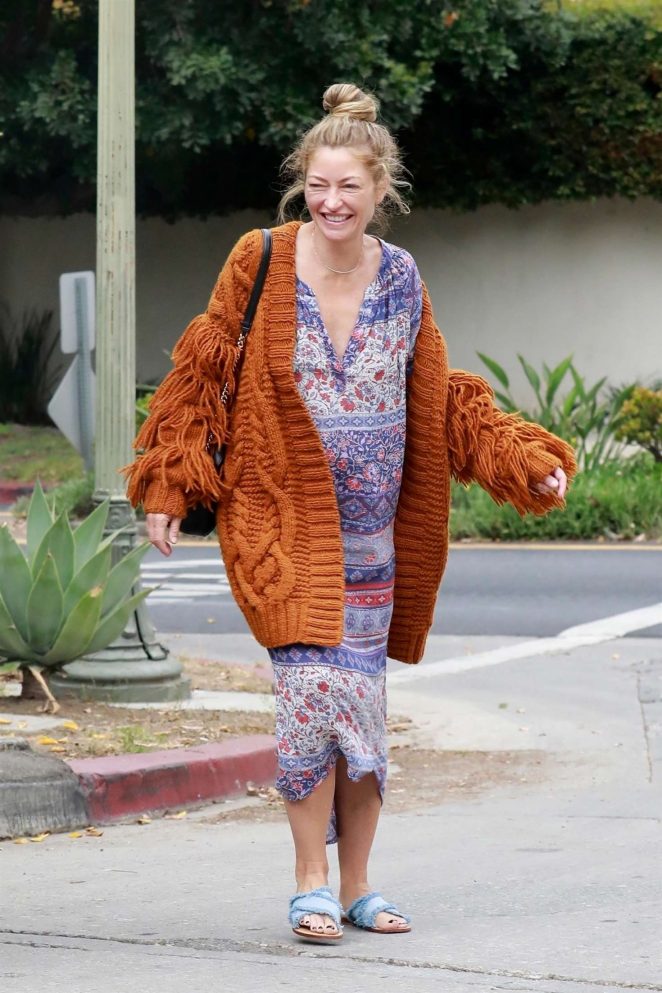 Rebecca Gayheart in Long Dress and Sweater in Los Feliz