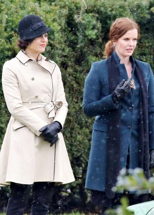 Rebecca Mader and Lana Parrilla on the set of 'Once Upon a Time' in Vancouver