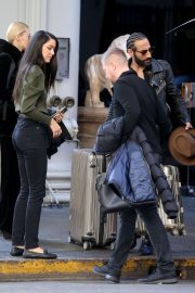 Rebecca Mir and Massimo Sinato arriving to the set of Germany's Next Topmodel in Los Angeles