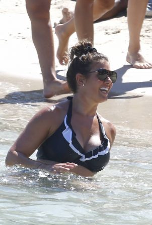 Rebekah Vardy - Bikini candids on a beach in Ibiza