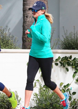 Reese Witherspoon in Leggings Jogging in Brentwood