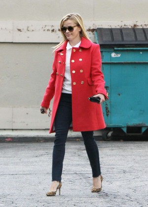 Reese Witherspoon in Red Coat out in LA