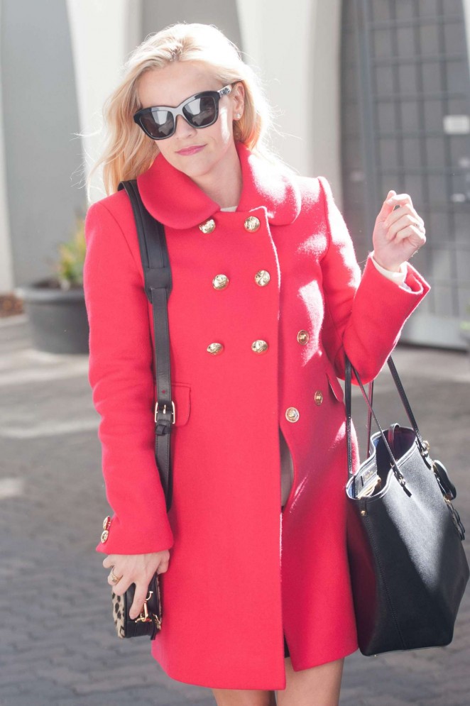 Reese Witherspoon in Red Coat out in Los Angeles
