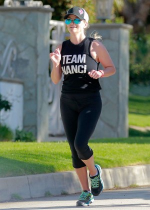 Reese Witherspoon in Spandex Jogging in Los Angeles