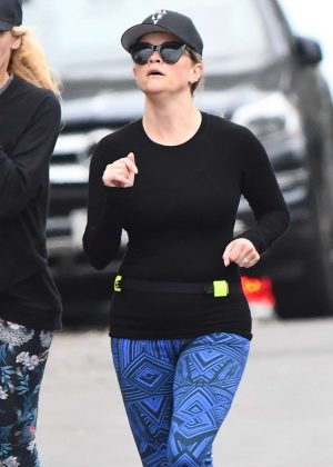 Reese Witherspoon jogging in Los Angeles
