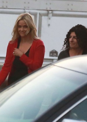 Reese Witherspoon on set of her new HBO series in Malibu Beach