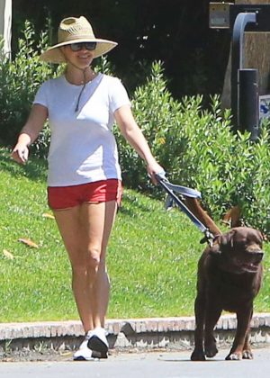 Reese Witherspoon walk her dog in Beverly Hills