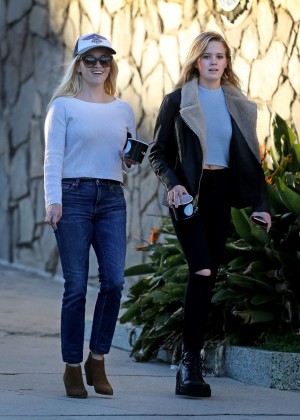 Reese Witherspoon with her daughter in the Pacific Palisades