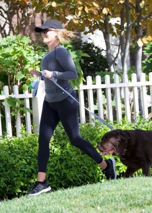 Reese Witherspoon With Her Dog out in Los Angeles