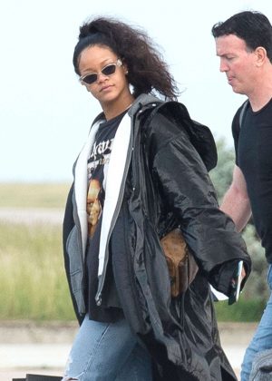Rihanna Arrives on a private jet in Barbados