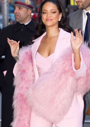 Rihanna in Pink at Good Morning America in New York