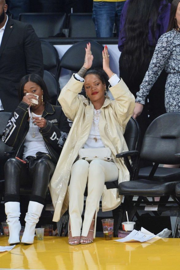 Rihanna at the Lakers vs. Utah Jazz game at the Staples Center in Los Angeles