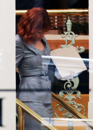 Rihanna - Filming scenes for 'Bates Motel' in Vancouver