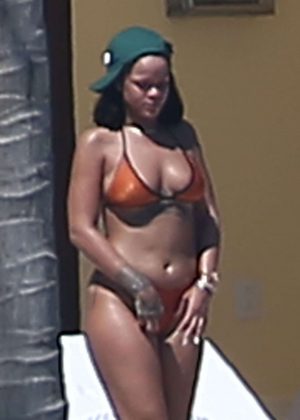 Rihanna in Bikini at a pool in Puerto Vallarta