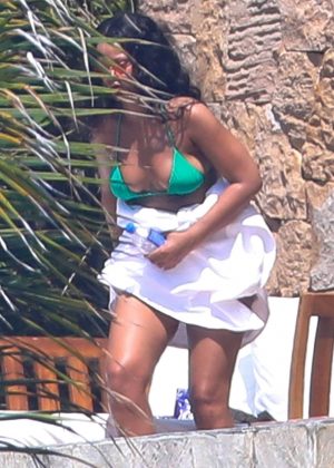 Rihanna in Green Bikini in Mexico