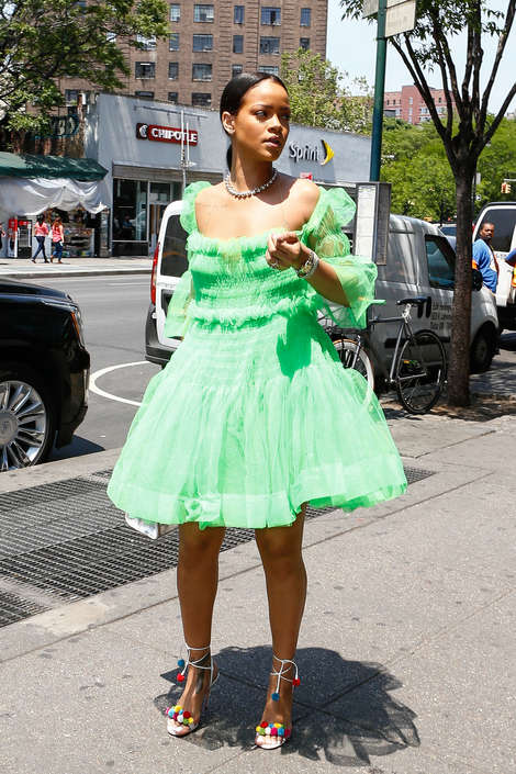 Rihanna in Green Mini Dress -32 | GotCeleb