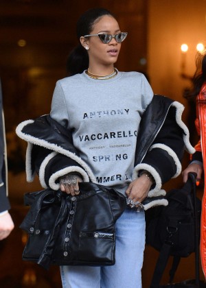 Rihanna in Jeans Out in Paris