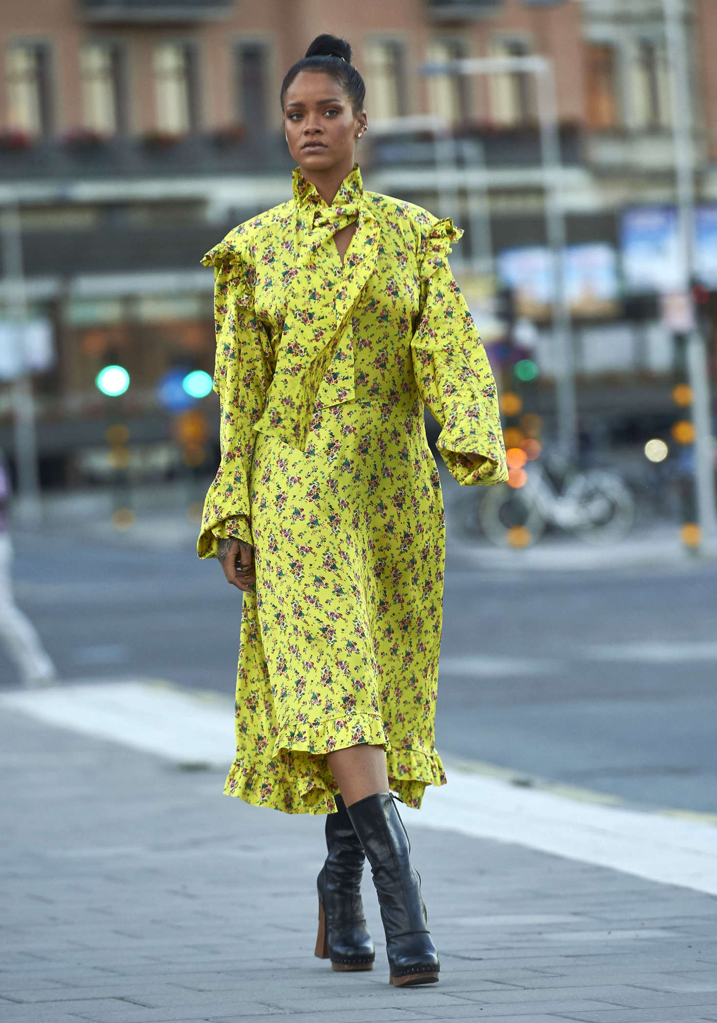 Rihanna in Yellow Dress -05 | GotCeleb